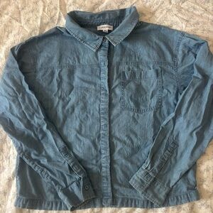 Calvin Klein Denim Button-Front Shirt in Light Blue